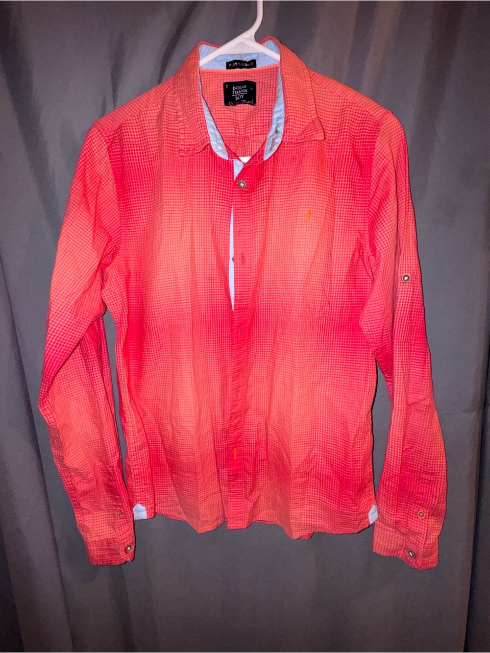 Indian Terrain Boys Red Check Button-Down Shirt